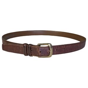 H.S. Trask Bison Leather Belt Brown Brass Buckle | Made In USA | Size 38